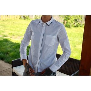 Chocolate USA Brand White Button Down Long-Sleeve